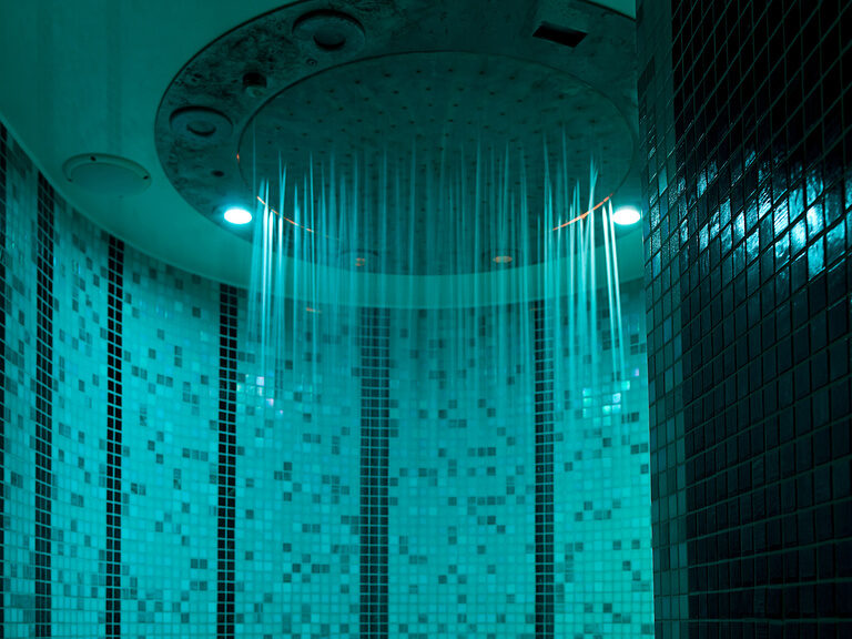 Erlebnisdusche mit Lichteffekten, Regenschauer-Modus und Massagefunktionen im Wellnesshotel Der Heidehof